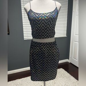 - Just Polly metallic skirt set with crop top. In EUC. Size L.